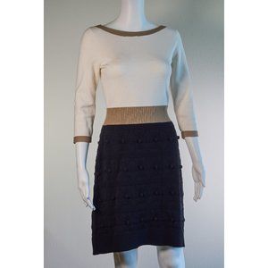 ANN TAYLOR: Color Block Sweater Swiss Dot Textured Dress